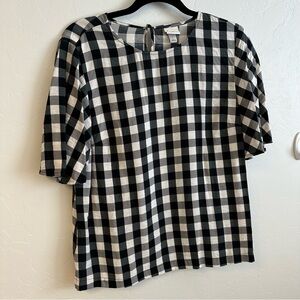 a new day Black and White Plaid Blouse